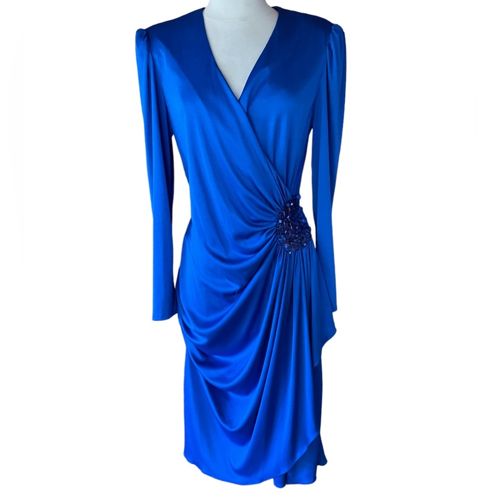 1970s Sequin Crossover Cocktail Dress